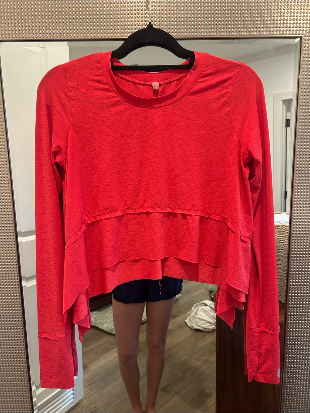 FP Movement by Free People Red Layered Long-Sleeve Crop Top